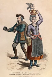 Venditori di latte e vestiti usati XV secolo - collezione privata