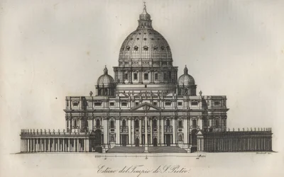 Basilica di San Pietro (Basilica di San Pietro) a Roma - incisione da «Usi e Costumi di Tutti i Popoli dell