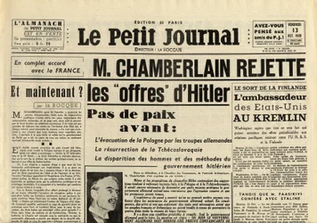 THE SMITTLE JOURNAL VENERDÌ 13 OTTOBRE 1939 Neville CHAMBERLAIN (1869-1940) RIFIUTA le offerte di Adolf Hitler