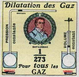 Temperatura e dilatazione: espansione dei gas studiata da Louis-Joseph Gay-Lussac (1778-1850). Illustrazione anonima del 1925. Collezione privata.