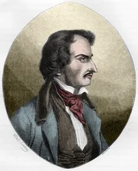 Il poeta e assassino francese Pierre François Lacenaire (Lacenaire) - Pierre François Lacenaire (1803-1836), dandy, poeta, letterato francese - incisione del 1863 in “Le Livre Rouge - Histoire De L