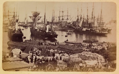 La città di Marsiglia e i suoi dintorni circa 1885-1890: Bassin de la Joliette, carico di merci