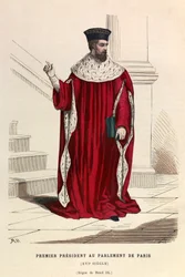 Il primo presidente del Parlamento di Parigi nel XVI secolo sotto il regno di Enrico III, collezione privata