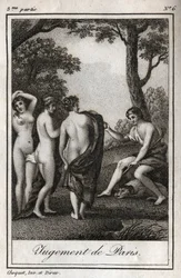 Il giudizio di Paride. Il pastore Paride deve scegliere a chi dare la mela d
