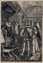 Il matrimonio di Giulia Farnese con Orsino Orsini nella casa di Rodrigo Borgia 1489 - incisione da 