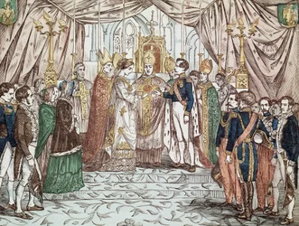 Il matrimonio di Napoleone III e Eugenia Maria de Montijo de Guzman, il 30/01/1853 nella Cattedrale di Nostra Signora (incisione)