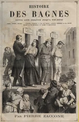 Pagina del titolo del libro "Histoire des bagnes depuis leur création à nos jours" (1877) di Pierre Zaccone (1817-1895)