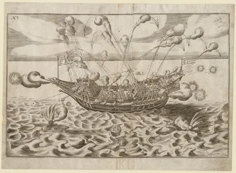 Nave da guerra turca in combattimento
