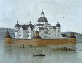 Veduta di Kalmar con il castello di Kalmar, Svezia ... (acquerello)