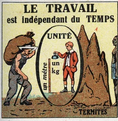 Lavoro e potenza: il lavoro dipende dal tempo. Illustrazione anonima del 1925. Collezione privata.