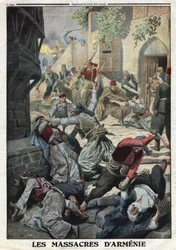 Prima Guerra Mondiale, Genocidio Armeno, Distruzione della popolazione armena da parte dei turchi ottomani, Illustrazione dal giornale francese 