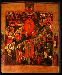 La discesa agli inferi, con santi selezionati, fine XVII secolo