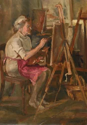 Artista al lavoro nello studio di Cor Visser, Ipswich