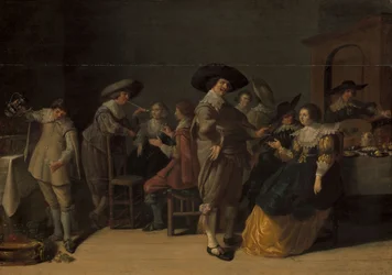 Compagnia distinta in una stanza, 1630 circa (olio su tavola)