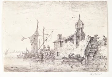Approdo con edificio dotato di torre