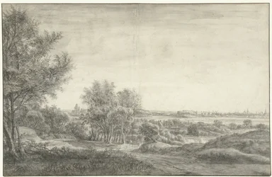 Vista dalle dune su Haarlem con le rovine della Casa di Kleef