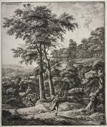 Sei grandi paesaggi verticali con scene dalle Metamorfosi di Ovidio: Apollo e Dafne