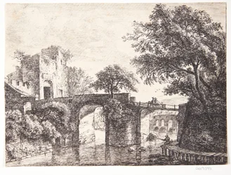 Ponte di pietra su un fiume