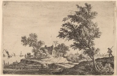 Viaggiatore che Passa Due Grandi Alberi