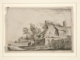 Villaggio con mulino ad acqua, da una serie di 12 incisioni paesaggistiche