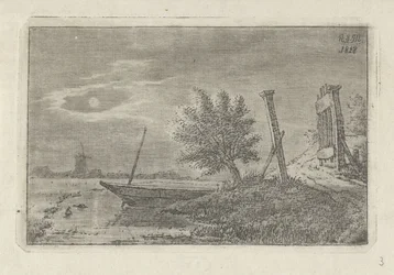 Paesaggio con barca e cancello aperto