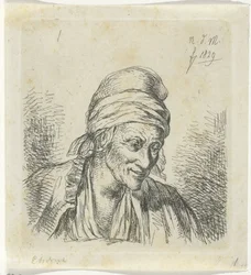 Vecchia donna verso destra