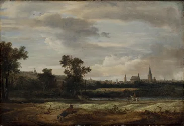 Paesaggio con vista verso una città