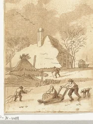 Paesaggio invernale con divertimenti sul ghiaccio