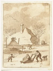 Paesaggio invernale con divertimenti sul ghiaccio
