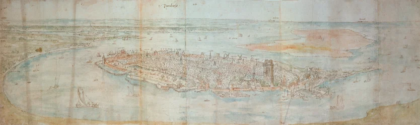 Veduta panoramica di Dordrecht, vista da un punto elevato a ovest