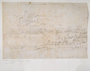 Foglio di studi dei palazzi di Hampton Court e Richmond e della campagna circostante