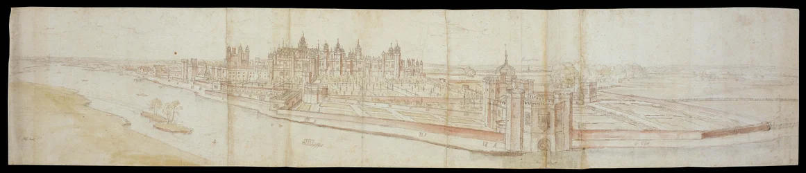 Veduta di Hampton Court Palace dal sud, con il fiume in primo piano, 1558