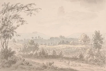 Paesaggio con pastore e pecore
