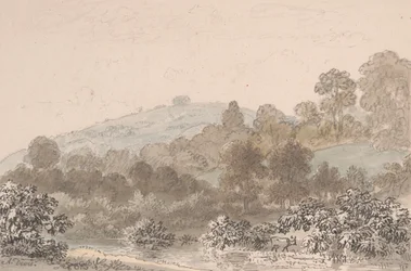 Paesaggio con ruscello in primo piano