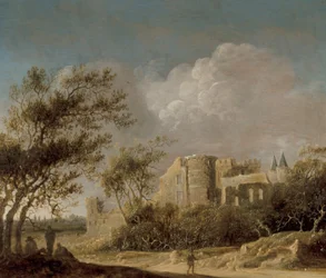 Paesaggio con vista su una rovina