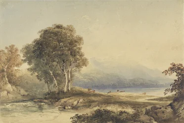 Paesaggio Montuoso con Lago e Ruscello