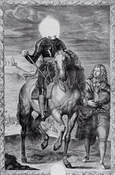 Ritratto equestre deturpato di Carlo I, inciso da Pierre Lombart