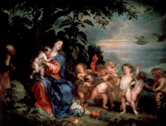 Riposo durante la fuga in Egitto Vergine con pernici, c. 1629-1630