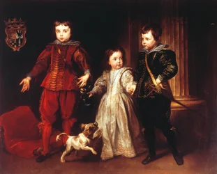 Tre bambini con cane