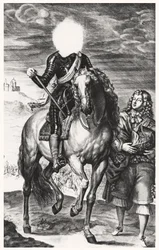 Ritratto equestre senza testa originariamente di Luigi di Francia, inciso da Pierre Lombard