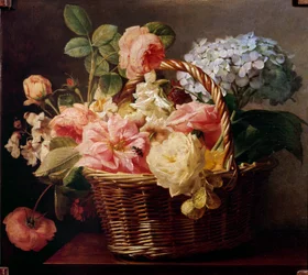 Mazzi di fiori in un cesto