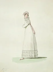 Donna elegante in abito da esterno, illustrazione da 