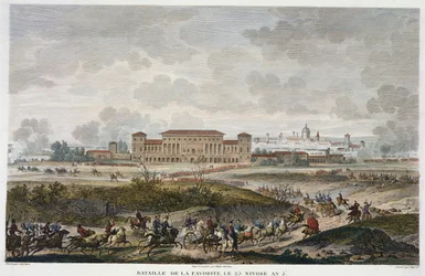 La battaglia di La Favorite, 25 Nivose, Anno 5 (gennaio 1797) incisa da Jean Duplessi-Bertaux