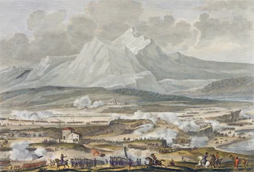 La battaglia di Rivoli, 25 e 26 Nivose, Anno 5 (gennaio 1797) inciso da Jean Duplessi-Bertaux