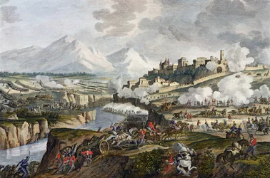 La battaglia di Roveredo, 18 Fruttidoro, Anno 4 (settembre 1796) incisa da Jean Duplessi-Bertaux (1747-1819)