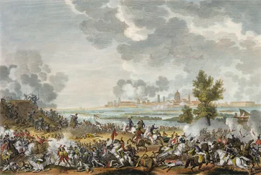 La battaglia di S. Giorgio di Mantova, 29 Fruttidoro, Anno 4 (settembre 1796) inciso da Jean Duplessi-Bertaux
