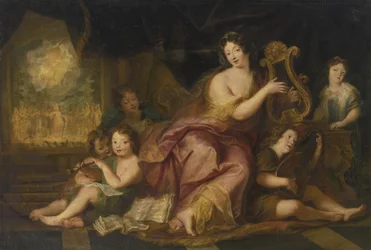Allegoria della Musica. Ritratto di Madame de Maintenon 1635-1719, con i figli naturali di Luigi XIV