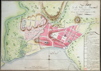 Piano della città di Jacmel con fortificazioni