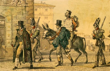 Punizione che prevedeva di essere condotti per le strade su un asino