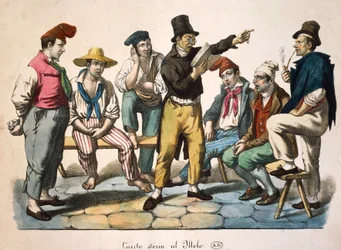 Narratore sul molo (stampa di Antoine-Jean-Baptiste Thomas)